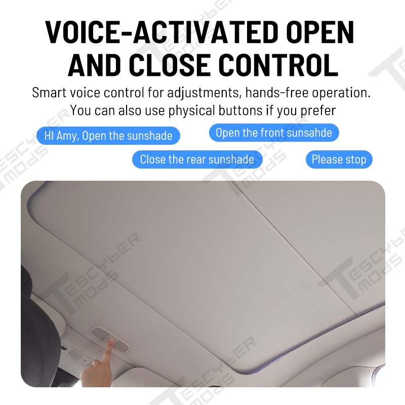 Tescybermod Tesla Model Y Voice-Controlled Electric Sunshade with Ambient Lighting - Roller Style