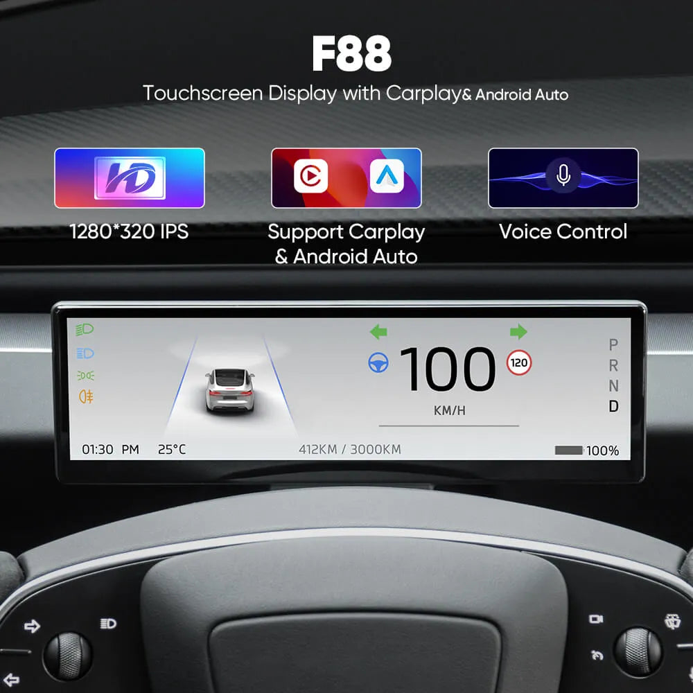 Tesla Model 3/Y 8.8 Inch Dashboard Touch Screen With Carplay & Android Auto Voice Control