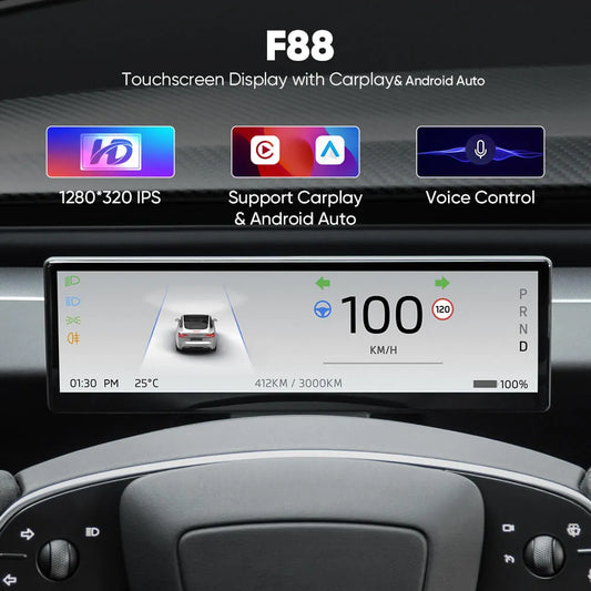 Tesla Model 3/Y 8.8 Inch Dashboard Touch Screen With Carplay & Android Auto Voice Control