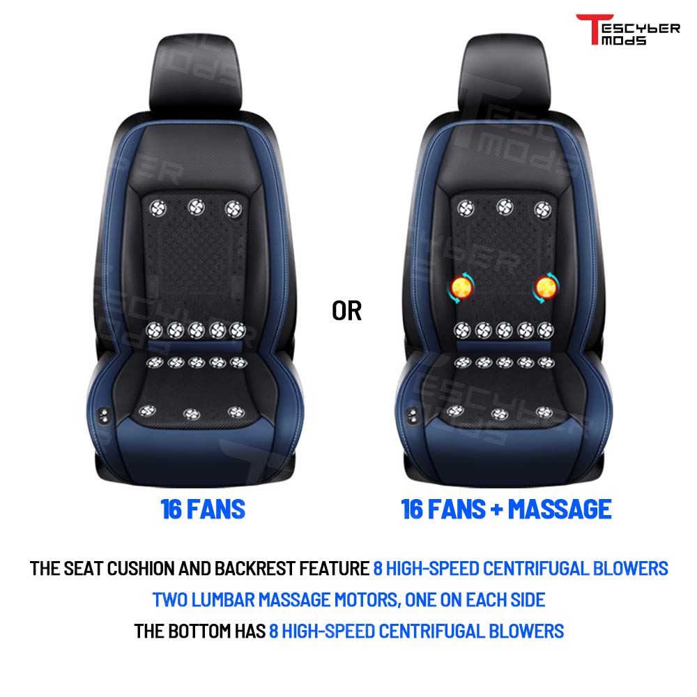 Tescybermod Ultimate Comfort Tesla Front Seat Cooling Seat Cover with 16 Fans and Massage
