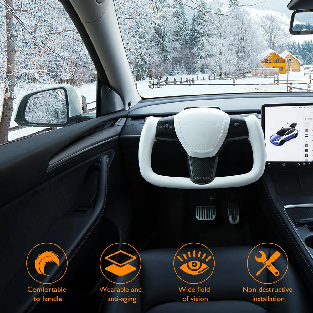Model 3/Y Carbon Fiber Classic Yoke Style Steering Wheel